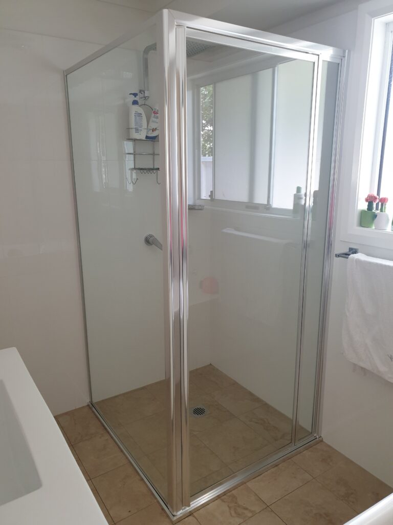 A picture of a fully framed shower screen