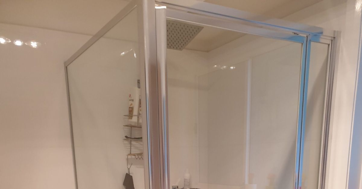 Framed shower screens installed in a new bathroom