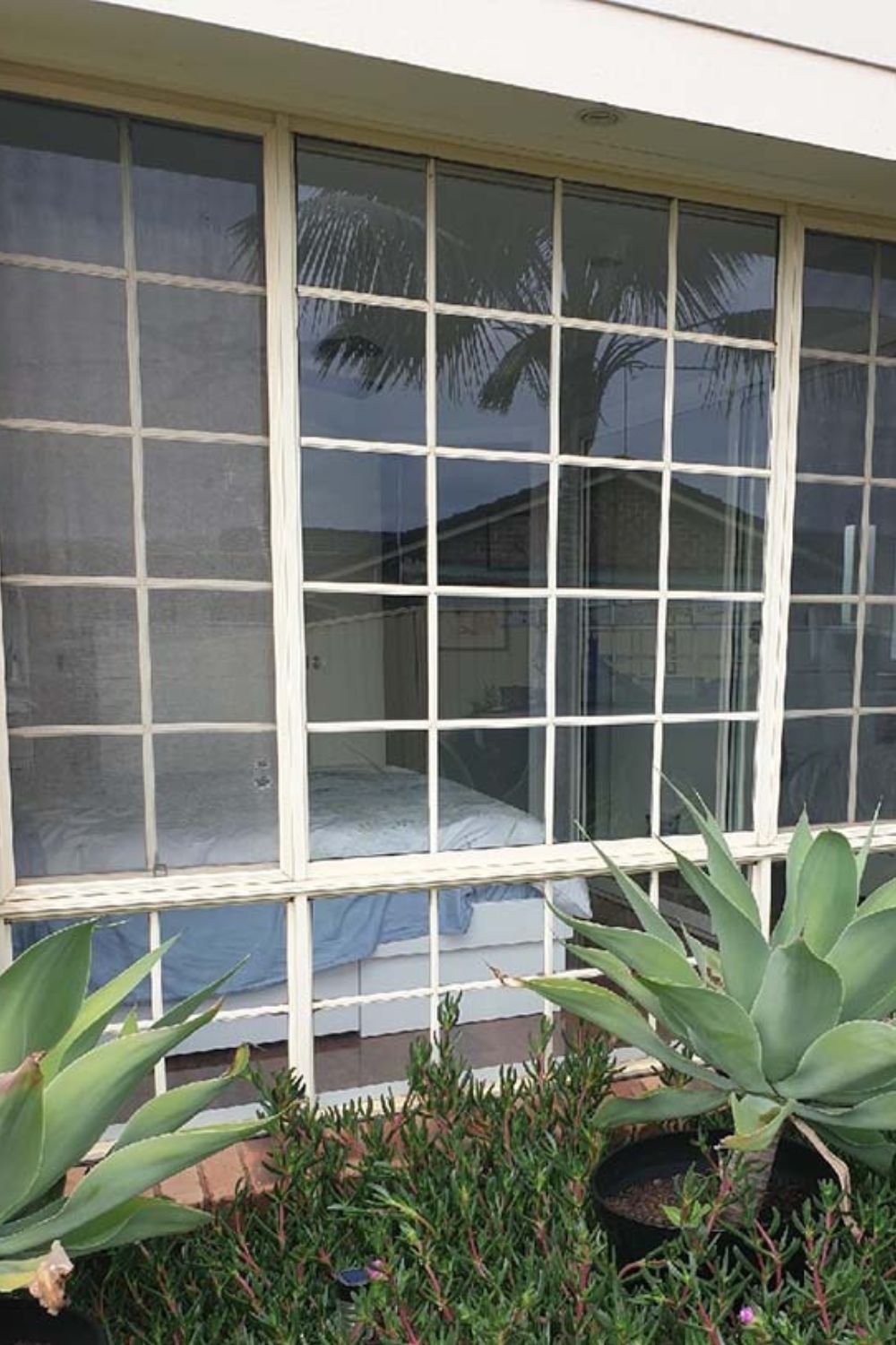 timber window with decorative beading